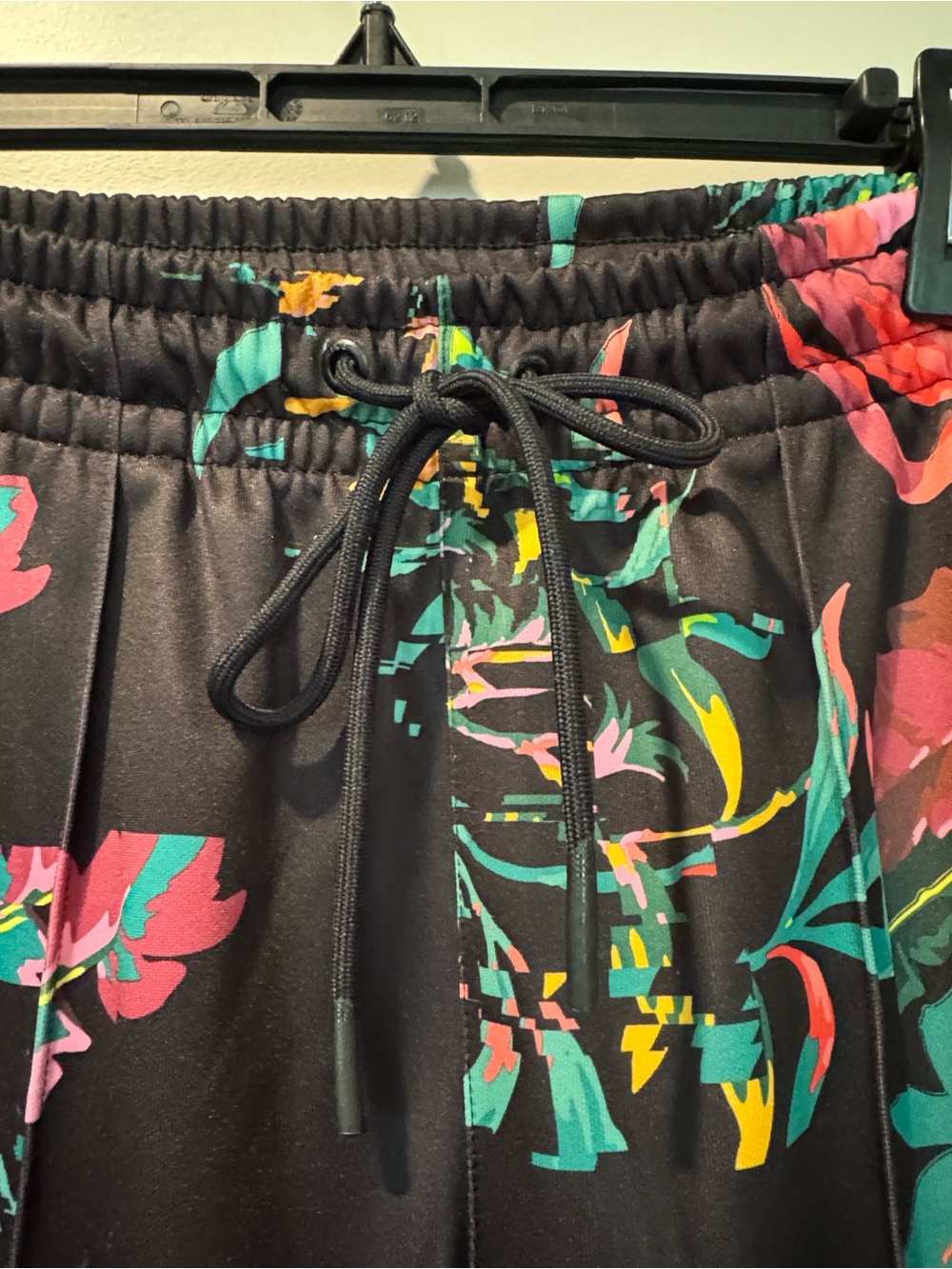 Nike Black Tropical Floral Track Pants with Neon Accents - Picture 2 of 10